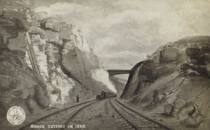 Roade Cutting im Jahr 1839 von English School