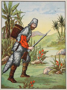 Robinson Crusoe, Illustration aus Die Geschichte von Robinson Crusoe: Eine Adaption für Kinder nach Defoes Sprache, veröffentlicht von Griffith Farran Browne & Co. Limited, London