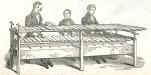 Rockmusik. Demonstriert in der Bond Street im Jahr 1842 von English School