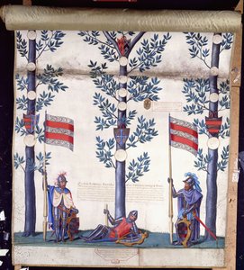 Wappenrolle und Stammbaum der Familie Egerton von English School