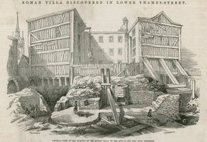 Römische Villa entdeckt in der Lower Thames Street, London: Gesamtansicht der Überreste der römischen Villa auf dem Gelände der neuen Kohlenbörse von English School