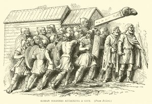 Römische Soldaten greifen eine Stadt an von English School