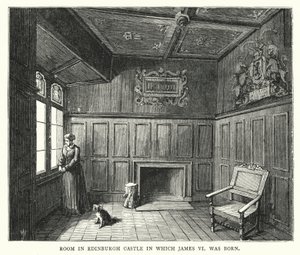 Zimmer im Edinburgh Castle, in dem James VI geboren wurde von English School