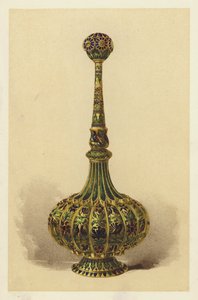 Rosenwasserflasche oder Sprinkler, in Silber vergoldet und emailliert von English School