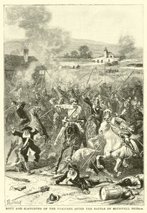 Flucht und Massaker der Puritaner nach der Schlacht von Bothwell Bridge von English School
