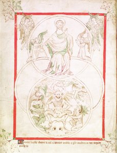 Der Fall Luzifers, aus dem Queen Mary Psalter, ca. 1310-20 von English School