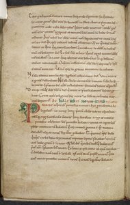 Royal 13. A.XI, f.47v Initial P. De temporum ratione. Beda der Ehrwürdige. Sammlung von Werken über Computus und Astronomie. 11. Jahrhundert-12. Jahrhundert von English School