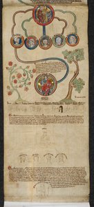 Die königliche Genealogie von Heinrich III. bis Edward I. mit einer Erweiterung in einer anderen Hand von Edward II. bis Edward III., Illustration aus der 