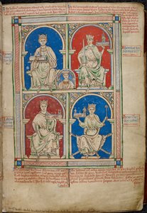 Vier Könige von England: Heinrich II., Richard I., Johann und Heinrich III. mit der Westminster Abbey, aus 