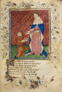 Präsentationsszene mit Thomas Hoccleve, der sein Buch Heinrich V. überreicht