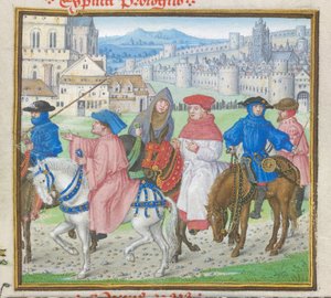 Lydgate und die Canterbury-Pilger verlassen Canterbury, aus dem 
