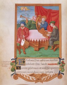 Tudor-Musiker, aus dem Psalter von Heinrich VIII., um 1530-47 von English School