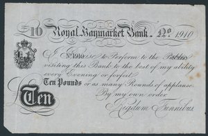 Royal Haymarket Bank, scherzhafte Theaterbanknote von English School