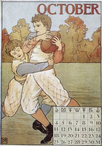 Rugbyspieler - Englischer Kalender, um 1895
