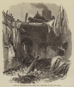 Ruinen von Gebäuden in Old Ford, Bow, zerstört durch den letzten Sturm von English School