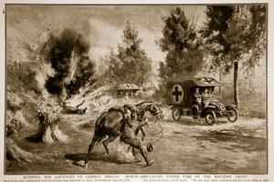 Durch das Sperrfeuer deutscher Granaten: Krankenwagen unter Beschuss an der Westfront, 1914-19 von English School