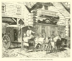 Russischer Tarantass, federloser Reisewagen von English School