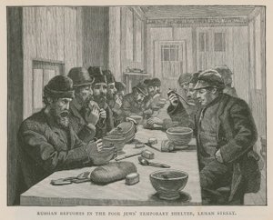Russische Flüchtlinge im vorübergehenden Schutzraum für arme Juden, Leman Street, London