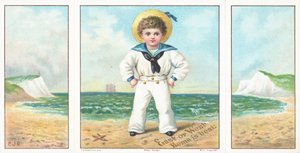 Matrosenjunge am Strand, Weihnachtskarte von English School