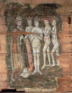 Heiliger Petrus empfängt den Adel, aus dem Wenhaston Doom, ca. 1500-20 von English School