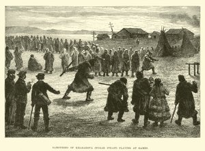 Samojeden von Khabarova (Yugar-Straße) beim Spielen von English School