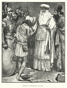 Samuel salbt David (Gravur) von English School