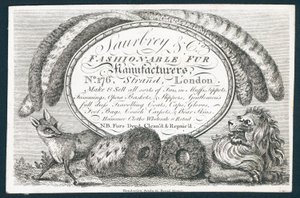 Saubry & Co, modische Pelzhersteller, Visitenkarte von English School