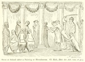 Szene in der Schule (nach einem Gemälde in Herculaneum. Vgl. Rich, Dict. des Ant. rom. et gr.) von English School
