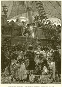 Szene bei der Abfahrt der Darien-Expedition von Leith