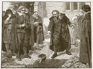 Szene bei der Beerdigung von Chillingworth, Illustration aus Cassells Illustrierter Geschichte Englands von English School