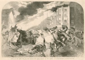Szene beim kürzlichen Feuer im Camden Town Güterbahnhof der London und North-Western Eisenbahn von English School