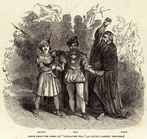 Szene aus der Oper "Guillaume Tell" im Covent Garden Theatre (Stich) von English School