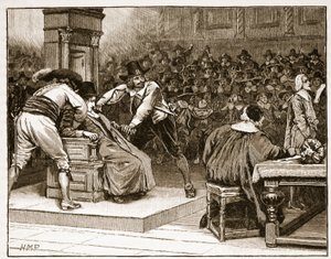 Szene im House of Commons: der Sprecher wird gezwungen, Illustration aus Cassells Illustrierter Geschichte Englands