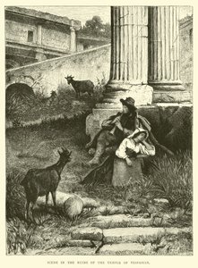 Szene in den Ruinen des Tempels des Vespasian von English School