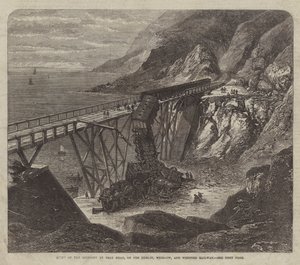 Unfallstelle bei Bray Head, auf der Dublin, Wicklow und Wexford Railway (Gravur) von English School