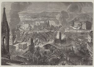 Szene des großen Feuers in Limoges, Frankreich (Stich)