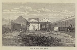 Szene des Eisenbahnunfalls in Wigan (Stich) von English School