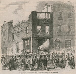 Szene der kürzlichen tödlichen Feuerwerksexplosion in Lambeth von English School
