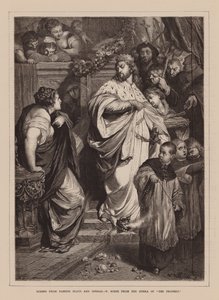 Szenen aus berühmten Stücken und Opern, V, Szene aus der Oper "Der Prophet" (Gravur) von English School
