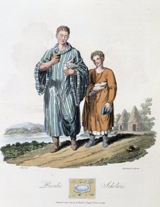 Schuljunge und sein Meister - in "Kelten und Goten, Bräuche der Bewohner der Britischen Inseln des frühen 6. Jahrhunderts und der Gotenstämme der Westküste der Ostsee", von S.R. Meyrick und Ch. Smith