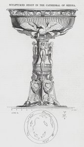 Skulpturierte Weihwasserschale in der Kathedrale von Siena (Gravur) von English School