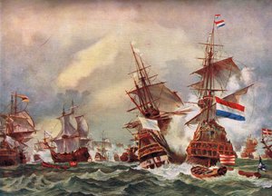 Seeschlacht der Englisch-Niederländischen Kriege, ca. 1700