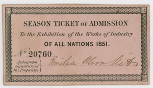 Saisonkarte für den Eintritt zur Großen Ausstellung von 1851 von English School