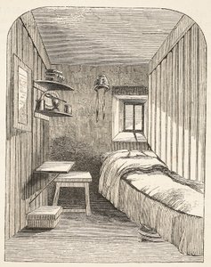 Separater Schlafraum in einem der neuen Flügel des Frauengefängnisses von Brixton, Illustration aus The Criminal Prisons of London and Scenes from Prison Life von Henry Mayhew und John Binny