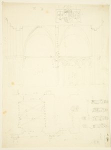 Serie von Skizzen des Abteitors und der Kathedrale von Bristol