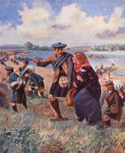 Siedler aus Kildonan kommen am Red River, Manitoba an