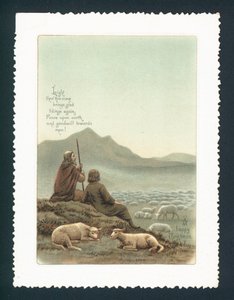 Hirte und Schafe, Weihnachtskarte von English School