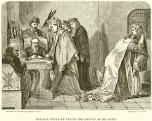 Shylock verweigert dreimal den Betrag seiner Schuld von English School
