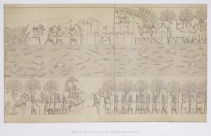 Belagerung einer Stadt am Flussufer, Tafel 42 aus Ninive und seine Überreste von Austen Henry Layard (1817-94) veröffentlicht 1849 von English School