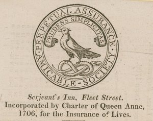 Zeichen der Amicable Society Perpetual Assurance von English School